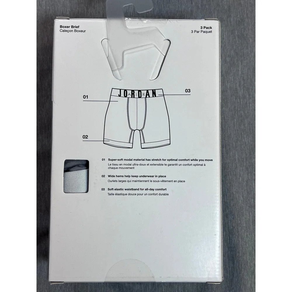 Nike Jordan Flight Modal Boxer Briefs 3 Pack Iron Gray Mens Large JM0621-GAE New